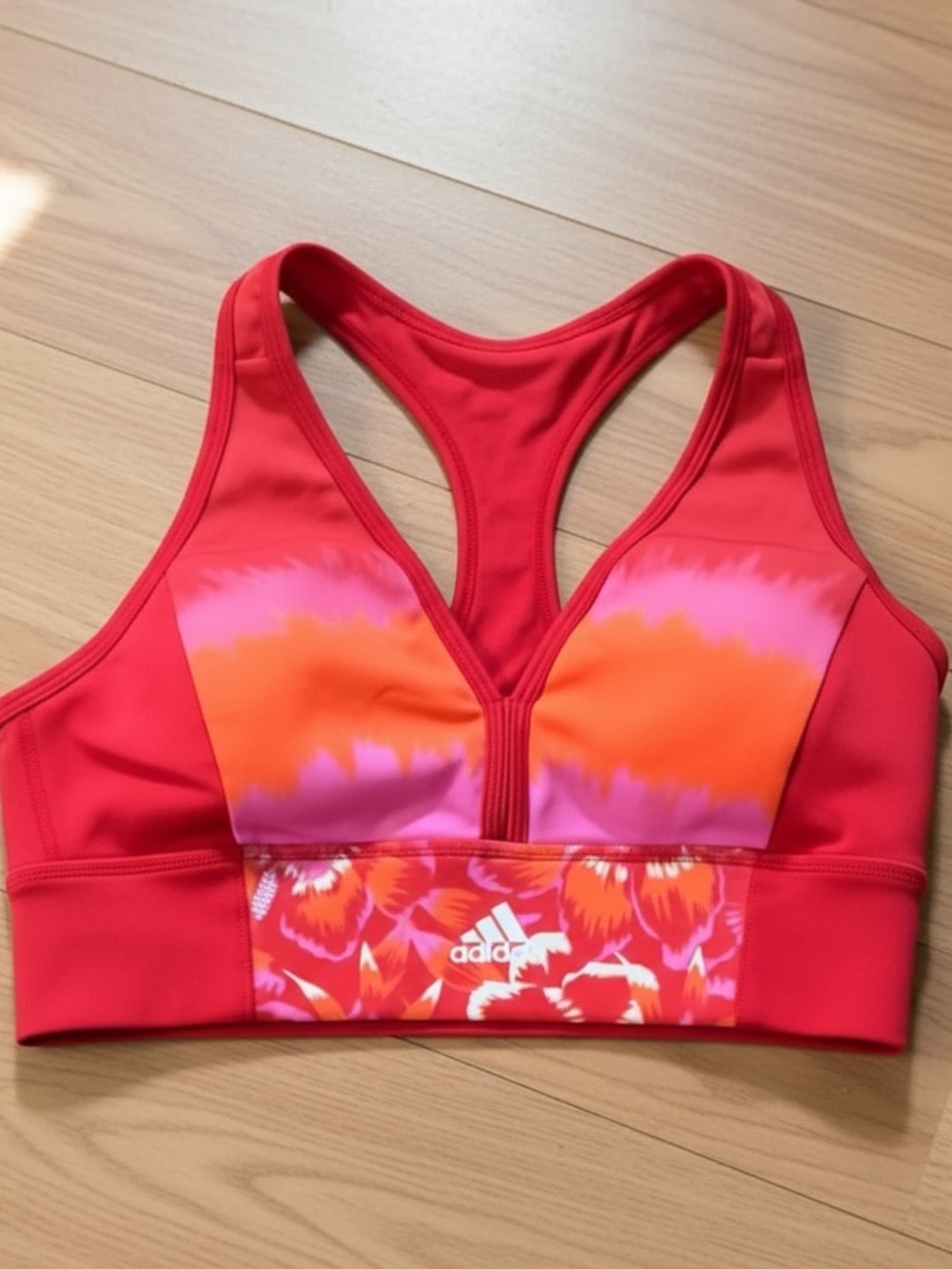 adidas Coral Red Pink & Orange Racerback Bikini Top